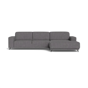 Ohio sofa med chaiselong - Grå 6149 fløjl stof  - Mål: 274 X 174 CM.